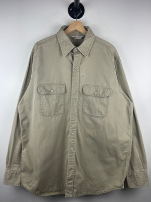 Vintage Carhartt Beige Long Sleeve Button Up Shirt