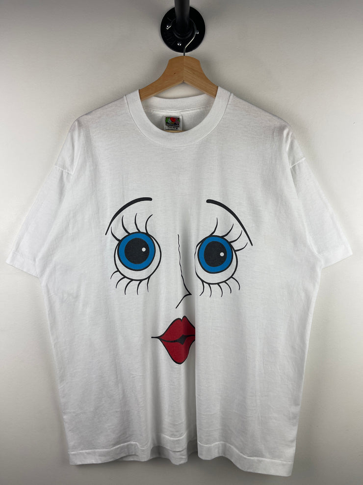 Vintage 90s Hers Funny Face Comedy White Tee