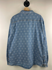 OVO Monogram Blue Denim Button Up Long Sleeve Shirt
