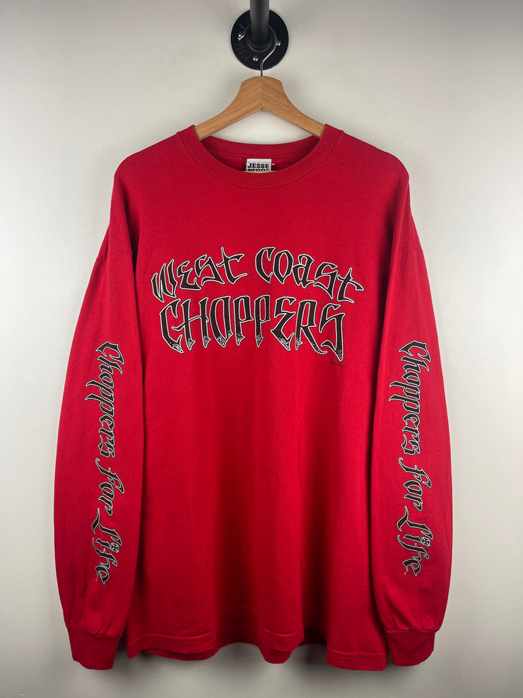 Vintage 2003 West Coast Choppers Choppers For Life Red Long Sleeve