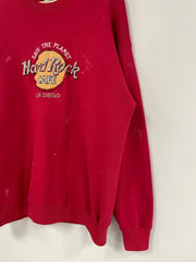 Vintage 90's Hard Rock Café San Diego Paint Splattered Red Crewneck