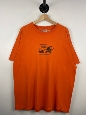 Vintage 2001 Monopoly Go Directly To Jail Orange Tee