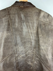 Vintage 90s Impressions Faded Brown Leather Bomber Jacket