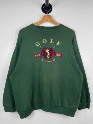 Vintage 90s Golf Classic USA Links Embroidered Green Crewneck