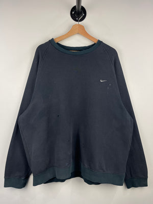 Vintage Nike Mini Swoosh Thrashed Navy Crewneck