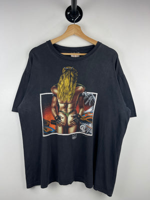 Vintage 90s American Biker Thunder Sportswear Motorcycle Grabbing Booty Black Tee