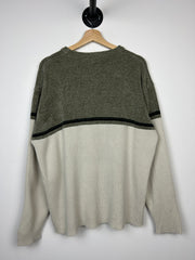 Vintage Faded Glory Cream & Olive Knit Sweater
