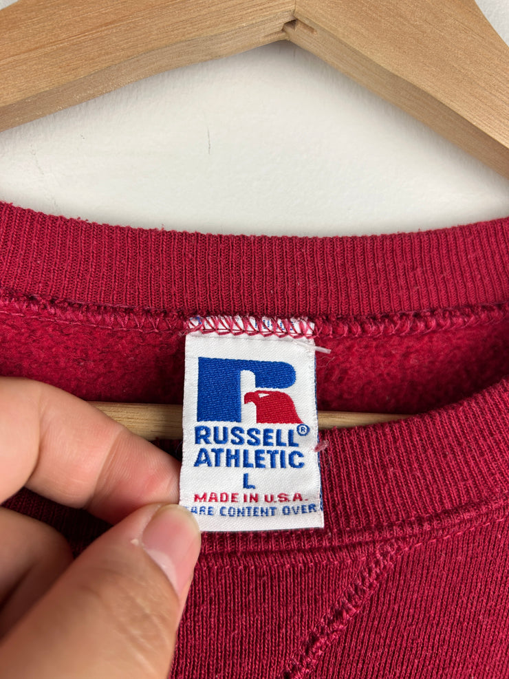 Vintage 90s Russell Athletic Blank Red Crewneck