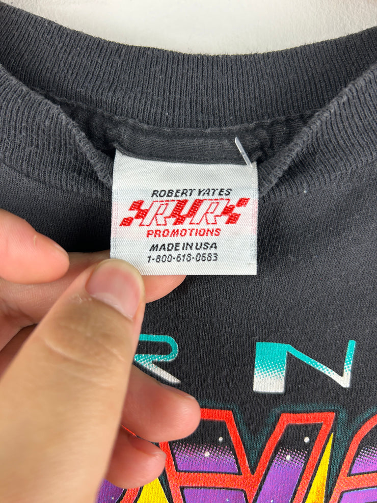 Vintage 90s Nascar Ernie Irvan Havoline Shattering The Barriers Black Tee