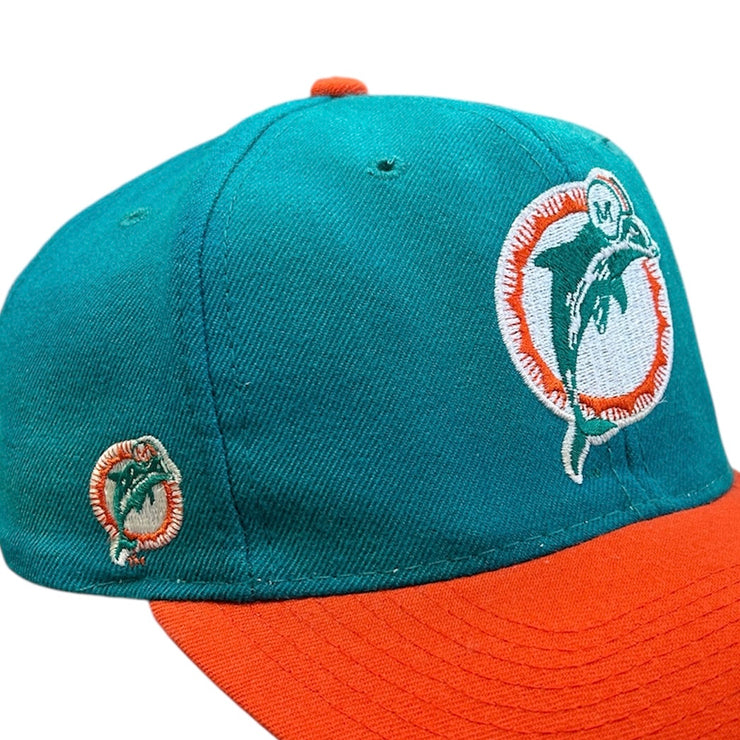 Vintage 90s NFL American Needle Miami Dolphins Blockhead Wool Teal Snapback Hat