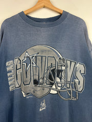 Vintage 90s NFL Dallas Cowboys Helmet Faded Blue Tee