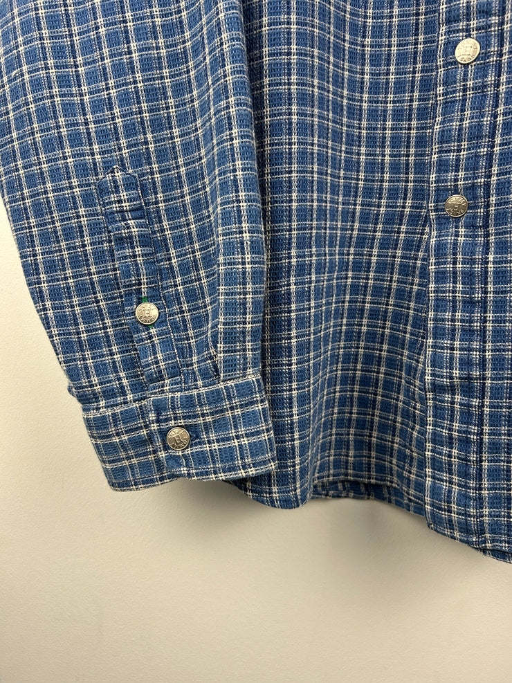 Vintage 90s Tommy Hilfiger Checkered Blue Button Up Long Sleeve Shirt