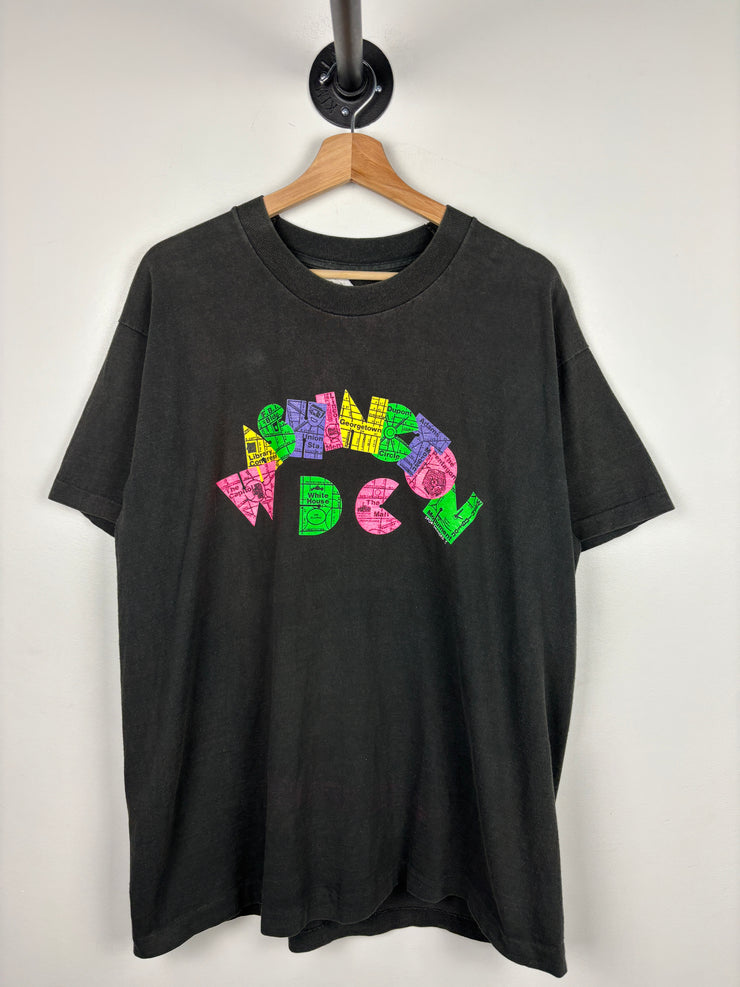 Vintage 90s Washington DC Art Black Tee