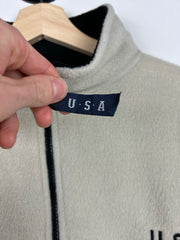 Vintage 90s USA Olympics Cream Zip Up Fleece