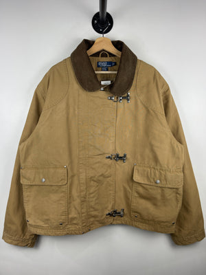 Vintage 90s Polo Ralph Lauren Fireman Lobster Clasp Light Brown Work Jacket