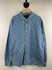 OVO Monogram Blue Denim Button Up Long Sleeve Shirt