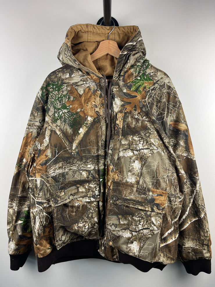 Vintage Real Tree Camo & Beige Reversible Hooded Work Jacket