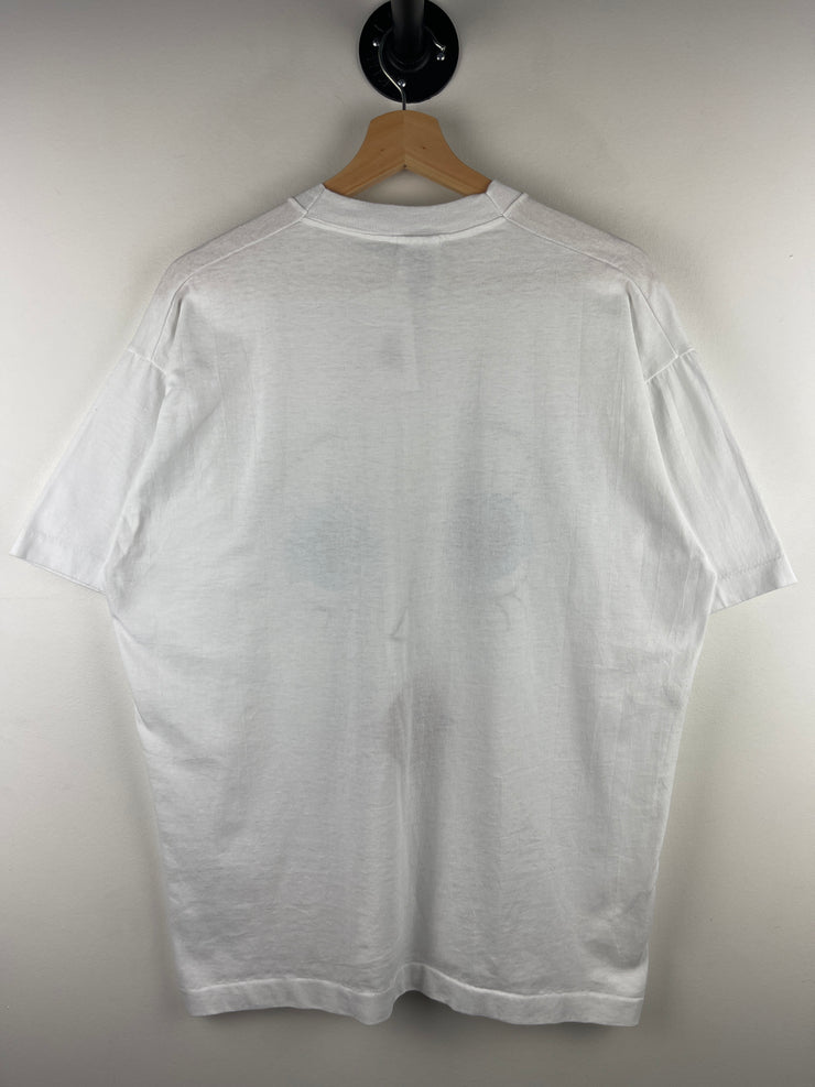 Vintage 90s Hers Funny Face Comedy White Tee