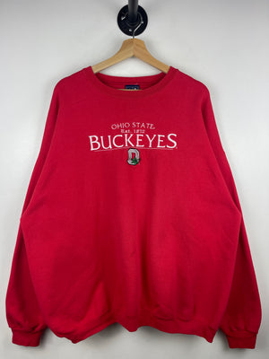 Vintage 90s Ohio State Buckeyes Embroidered Red Crewneck