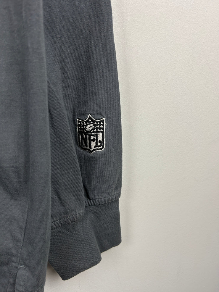 Vintage NFL Reebok Pittsburgh Steelers Grey Polo Rugby Long Sleeve