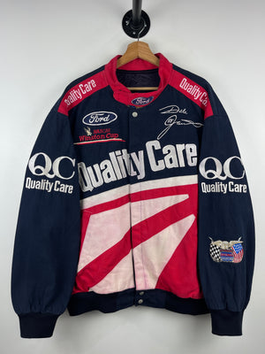 Vintage 90s Nascar Jeff Hamilton Dale Jarrett Quality Care Navy Racing Jacket
