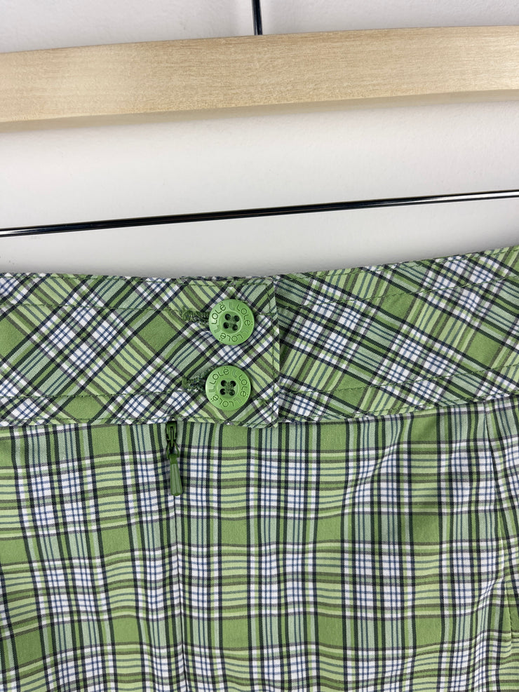 Vintage Lole Golf Green & White Plaid Pleated Women’s Mini Skort