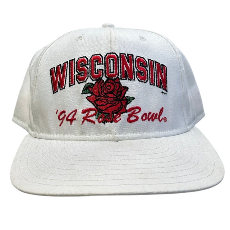 Vintage 90s Wisconsin Rose Bowl White Snapback Hat