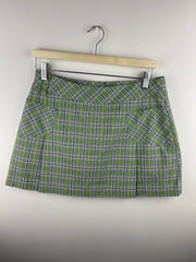 Vintage Lole Golf Green & White Plaid Pleated Women’s Mini Skort