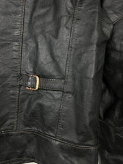 Vintage 80s Sears The Leather Shop Dark Brown Cropped Leather Jacket