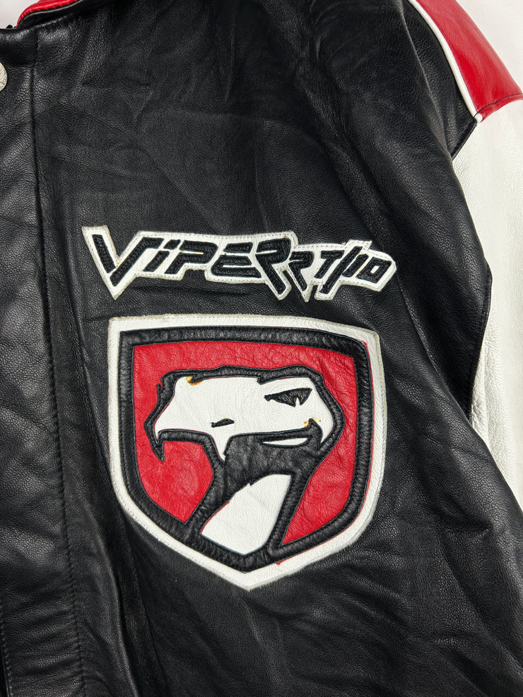 Vintage 90s Jeff Hamilton Dodge Viper Leather & Satin Reversible Jacket
