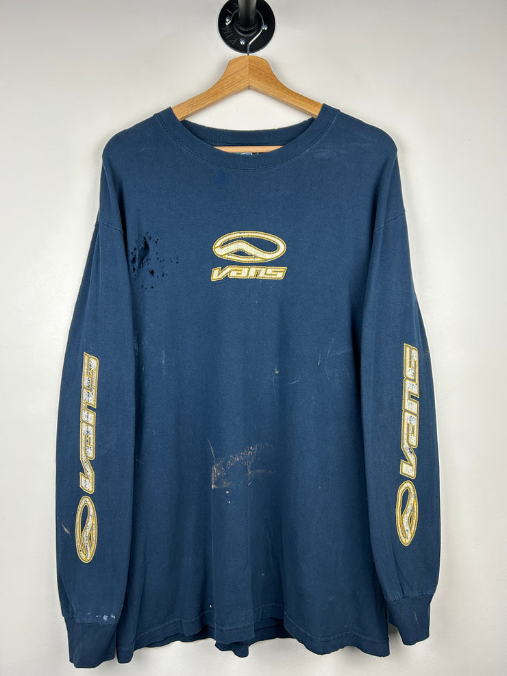 Vintage 90s Vans Skateboarding Thrashed Navy Long Sleeve