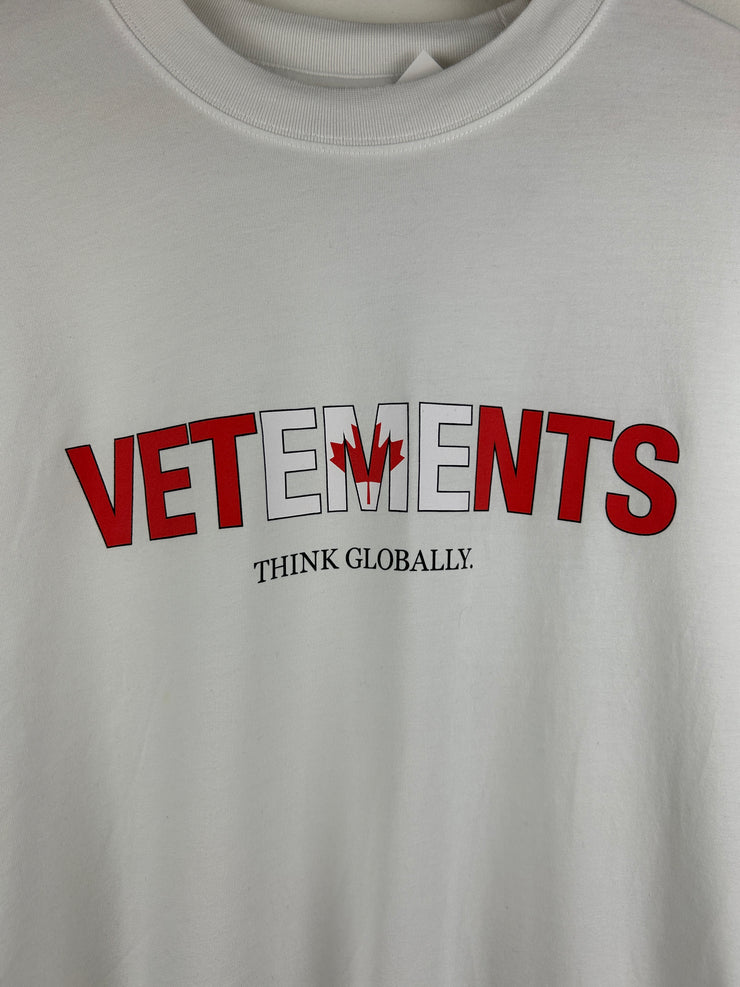 Vetements Canada Think Globally White Tee