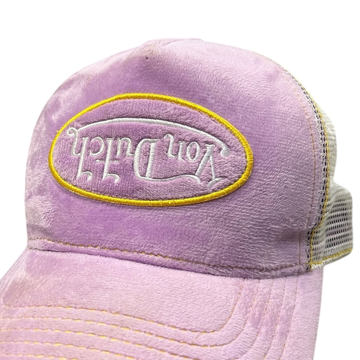 Von Dutch Pink & White Velour Trucker Hat