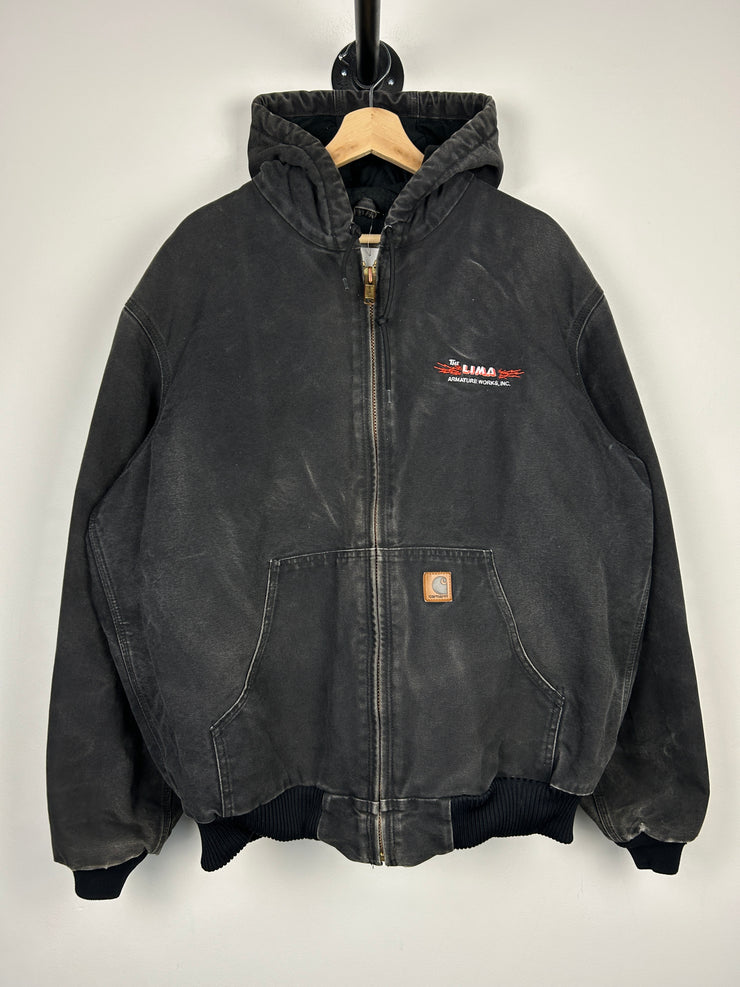 Vintage Carhartt Active Faded Black Hooded Jacket J130 BLK