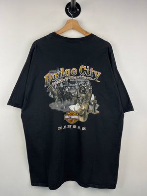 Vintage Harley Davidson Horses Dodge City Kansas Black Tee