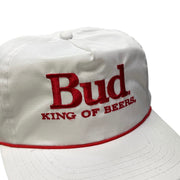 Vintage 90s Bud Budweiser Beer King Of Beers White Snapback Hat