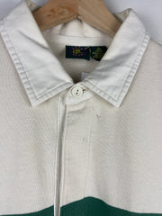 Vintage 90s Club Room Striped Green & White Polo Rugby Long Sleeve