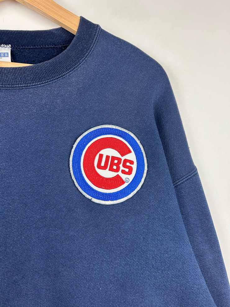 Vintage 90s MLB Chicago Cubs Embroidered Navy Crewneck