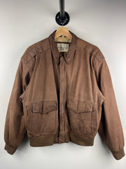 Vintage 90s Pelle Club Brown Leather Bomber Jacket