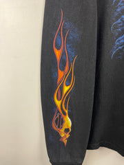 Vintage Harley Davidson Flames Skull California Black Long Sleeve