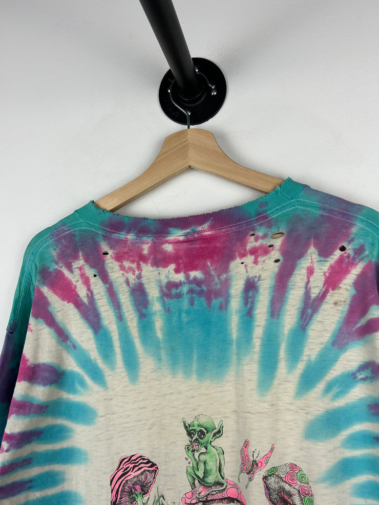 Vintage 90s Shroomarama Mushrooms Drug Parody Tie Dye Tee