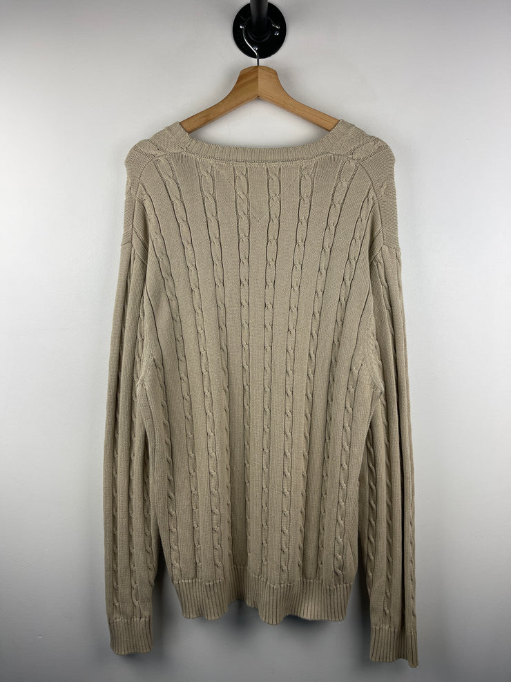 Vintage 90s Tommy Hilfiger Cable Knit Cream Sweater