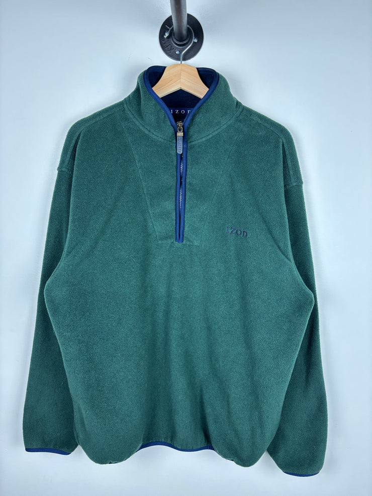 Vintage Izod Forest Green Quarter Zip Fleece Sweater