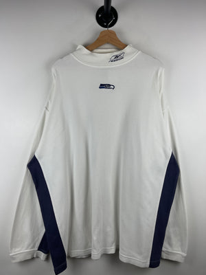 Vintage NFL Reebok Seattle Seahawks White Mock Neck Long Sleeve