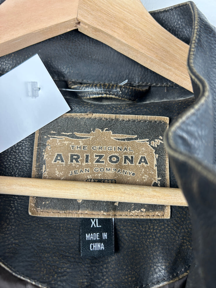 Vintage Arizona Café Racer Brown Leather Cropped Jacket