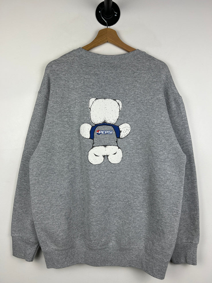 Vintage 90s Pepsi Teddy Bear Grey Crewneck