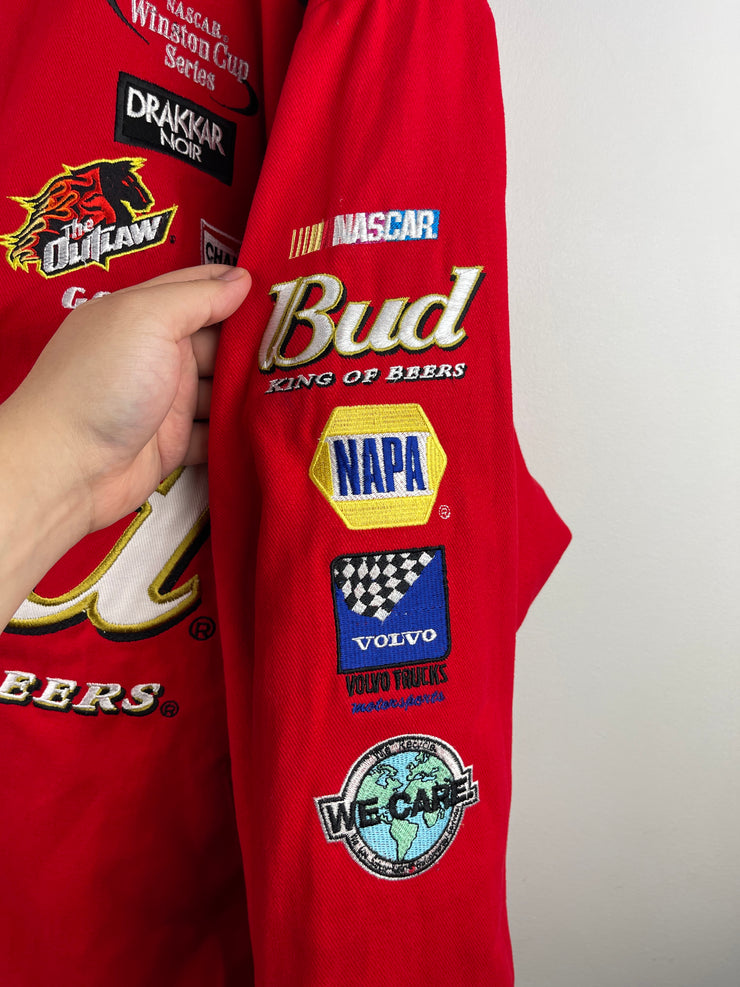 Vintage Nascar Chase Dale Earnhardt Jr Budweiser Red Racing Jacket