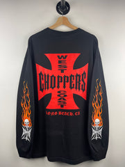 Vintage 2003 West Coast Choppers Flames Skull Black Long Sleeve