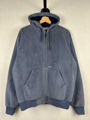 Vintage 90s Carhartt Velour Grey Zip Up Hoodie 763 GREY