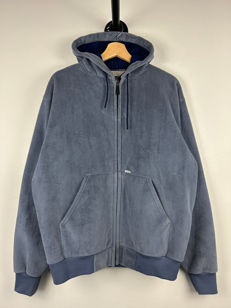 Vintage 90s Carhartt Velour Grey Zip Up Hoodie 763 GREY